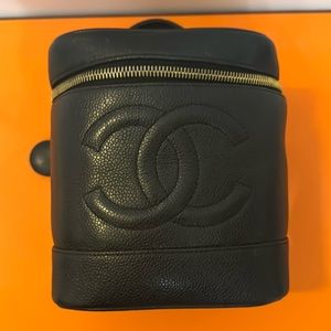 Chanel Caviar Vanity Cosmetic Case Black
